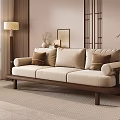 New Chinese-style three-person sofa 3d model