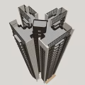 Modern High Rise Building 3D Architectural Model With Multiple Towers And Rooftop Design 3d model