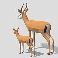 Low Poly Geometric Art Of Two Antelopes Adult And Baby Standing Side By Side