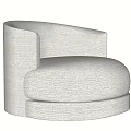 Modern Light Gray Fabric Single Sofa With Round Armrest And Curved Design 3d model