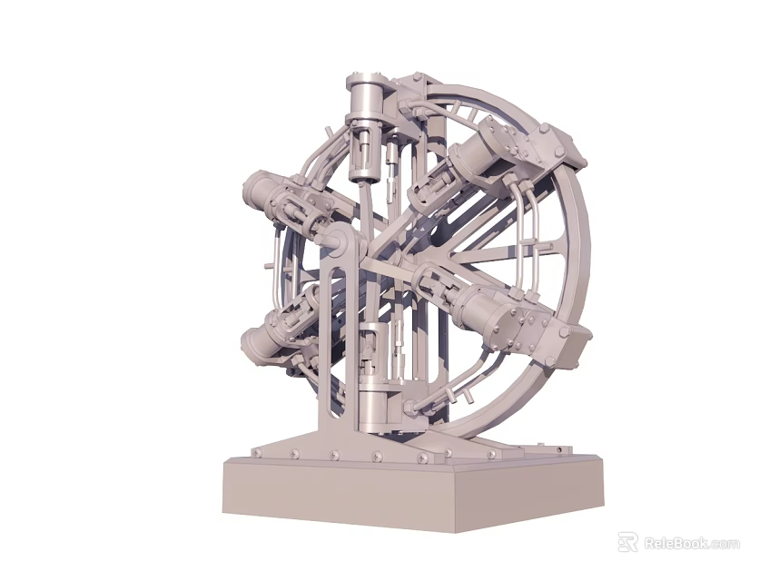 Complex Industrial Mechanical Structure With Rotary Components And Stable Base 3d model 