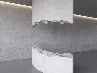 Modern Reception Background Wall With Split Design And Textured Surface 3d model