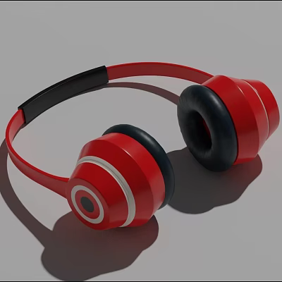 Red Over Ear Headphones with Soft Ear Cushions Stylish Design for Audio 3d model