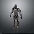 Futuristic Sci Fi Character In Silver And Brown Metallic Armor Design