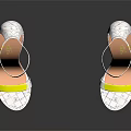 Stylish High Heels Featuring White Cracked Heels Yellow Straps And Orange Soles