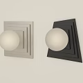Light Colored Square And Black Triangular Layered Wall Lamps With Circular Light