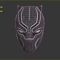 Striking Black Panther Mask With Metallic Texture And Blue Accents Futuristic Look