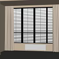 Beige Curtains By Window With Blinds In Light Colored Room With Gray Floor