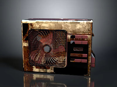 Rusty Vintage Electronic Device Featuring Built In Fan And Control Panel 3d model