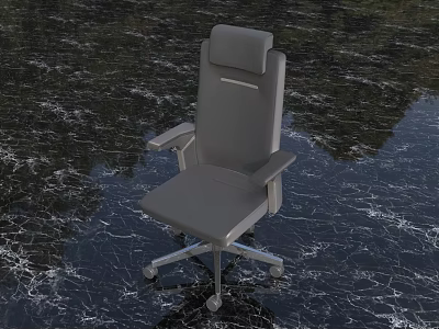 Modern Gray High Back Office Chair with Armrests and Wheeled Metal Base 3d model