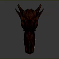 Detailed Mythical Dragon Head 3D Model Showcasing Red Eyes Sharp Teeth Spiked Horns