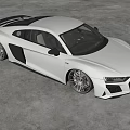 White Audi Two Door Sports Car In Spacious Modern Studio With Reflective Floor