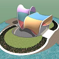 modern pavilion profiled pavilion 3d model