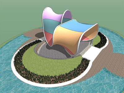 modern pavilion profiled pavilion 3d model