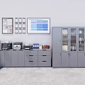 Gray Office Bookcase With Glass Doors Files Printer Filing Cabinets And Wall Charts