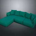 Modern Green L Shaped Sofa With Plush Cushions For Living Room Design