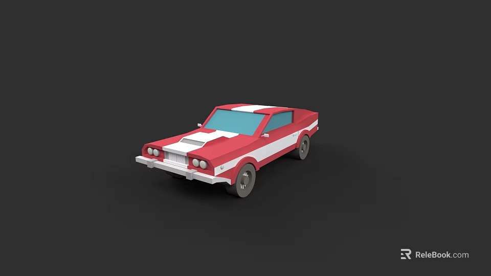 Red And White Classic Coupe Car With Vintage Design And Sleek Body Lines 3d model 