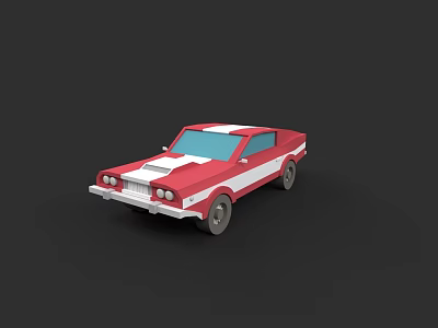 Red And White Classic Coupe Car With Vintage Design And Sleek Body Lines 3d model