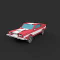 Red And White Classic Coupe Car With Vintage Design And Sleek Body Lines