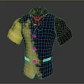 Stylish Blue And Gold Gradient Vest With Short Sleeved Shirt Collar