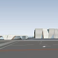 Modern Sales Office Building With Geometric Glass Facade And Red Logo Design