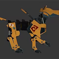 Yellow And Black Mechanical Dog With Robotic Joints And Metal Structure
