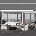Modern Living Room Interior Design With Beige Sofa Round Coffee Table And Area Rug