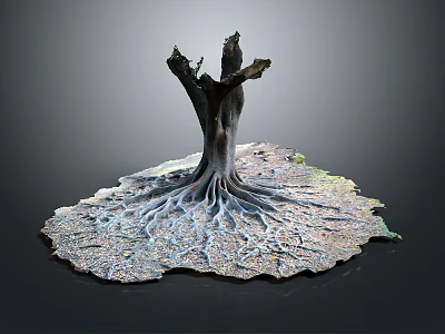 Wooden Stone Root Sculpture Artwork with Intricate Texture and Natural Organic Shape 3d model