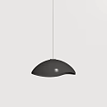 Modern Black Hemispherical Pendant Light With Metallic Finish Hanging In Gray Background 3d model
