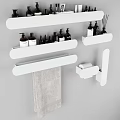 Black Wall Mounted Bathroom Cabinet Shelves with Toiletries Towel Holder and Toilet Paper Holder