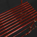 Red Bamboo Storage Rack with Multi Tiered Shelves and Tied Details for Home Organization