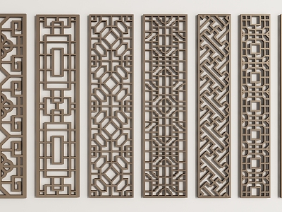 Chinese-style Pane Solid Wood Lattice Antique Door and Window Wood Lattice Screen Wood Carved Wood Grille 3d model