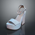 Stylish White High Heel Sandals With Platform Sole And Ankle Strap Design
