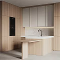 Modern Kitchen Interior Design Featuring Wooden Cabinets Marble Countertop And Sink