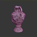 Intricately Carved Ceramic Sculpture Vase With Grape And Leaf Designs