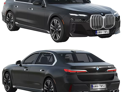 Black BMW Sedan Exterior Design With Alloy Wheels LED Headlights And Tail Lights 3d model