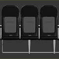 Three Black Public Seats With Metal Armrests And Sturdy Metal Frames