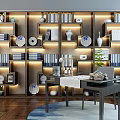 New Chinese Bookcase Desk Bookcase 3d model