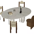 Middle-style dining tables and chairs 3d model