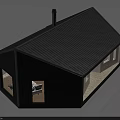 Modern Detached House with Black Roof Chimney and White Window Exterior Design