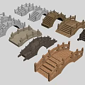 Landscape Bridge Models With Various Colors Materials Arch Designs And Steps