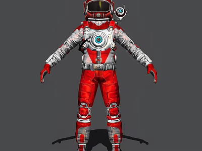Red And Silver Astronaut Suit With Helmet And Detailed Design Elements For Space 3d model