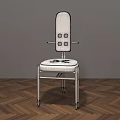 Modern Leather Dining Chair With Brass Legs Button Tufted Back On Herringbone Wooden Floor