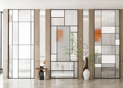 Modern partition brushed glass partition 3d model