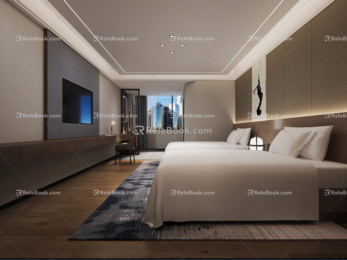 Modern Room Hotel Standard Room 3d model