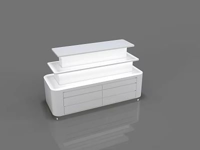 White Modern Multi Tiered Display Shelving Unit With Drawers And Smooth Surface 3d model