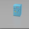 Blue Two Door Refrigerator With Colorful Magnet Decorations In Modern Home Design