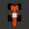 Red Tractor Design Featuring Large Tires White Roof And Black Components