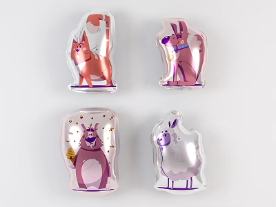 Colorful Cartoon Animal Shaped Inflatable Decorative Models For Party And Event 3d model