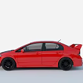 Red Sporty Honda Sedan With Black Hood Black Wheels And Rear Spoiler